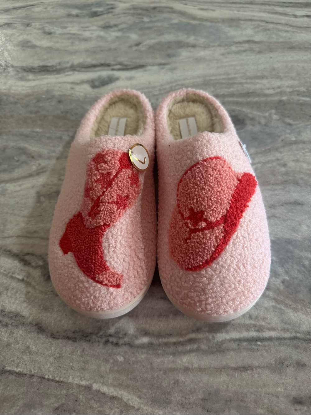 Light Pink Cozy Slipper Clogs with Hot Pink Western Motif